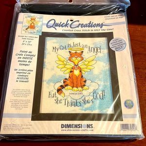 Dimensions Counted Cross Stitch Kit 72702 Just An Angel Cat 8 x 10 w/  F…
